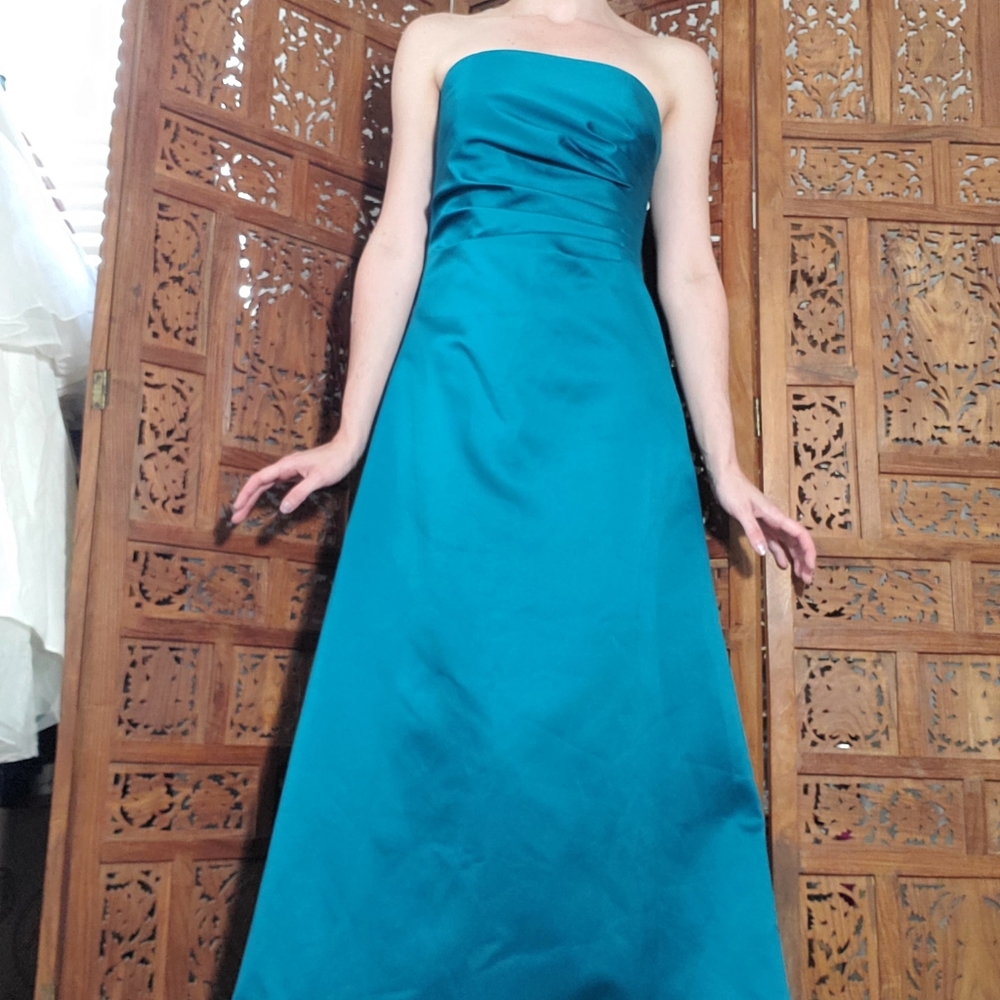 Vintage 90s Cache formal bright turquoise dress